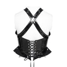DEVILFASHION Women's Punk Pentacle Buckle-up Strap Zip Vest