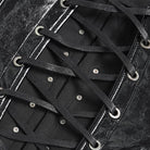 DEVILFASHION Women's Punk Studded Zip Lace-up Overbust Corset Black