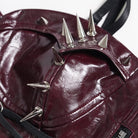 DEVILFASHION Women's Punk Studded Zip Lace-up Overbust Corset Red