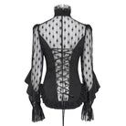 EVA LADY Women's Goth Floral Lace Sheer Shirt