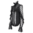 EVA LADY Women's Goth Floral Lace Sheer Shirt