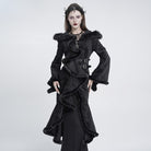 EVA LADY Women's Gothic Asymmetric Buckle Strap Hooded Jacquard Coat