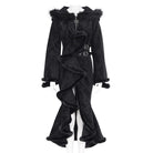 EVA LADY Women's Gothic Asymmetric Buckle Strap Hooded Jacquard Coat
