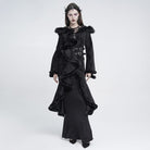 EVA LADY Women's Gothic Asymmetric Buckle Strap Hooded Jacquard Coat