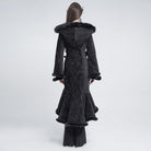 EVA LADY Women's Gothic Asymmetric Buckle Strap Hooded Jacquard Coat