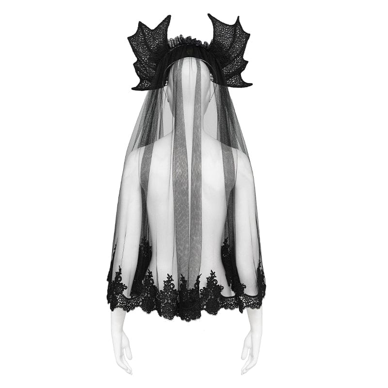 EVA LADY Women's Gothic Bat Wing Rose Mesh Headwear