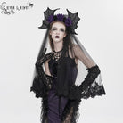 EVA LADY Women's Gothic Bat Wing Rose Mesh Headwear