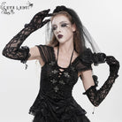EVA LADY Women's Gothic Beaded Floral Lace Long Gloves