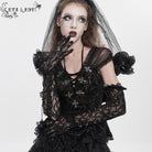 EVA LADY Women's Gothic Beaded Floral Lace Long Gloves