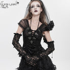 EVA LADY Women's Gothic Beaded Floral Lace Long Gloves