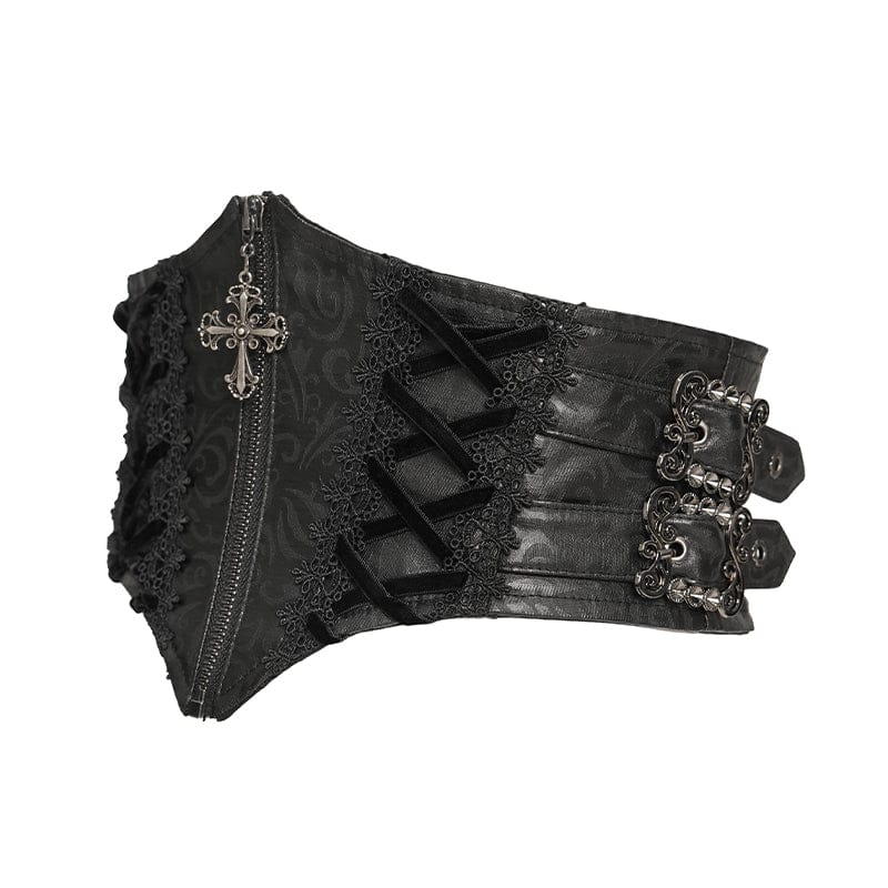 EVA LADY Women's Gothic Crochet Lace-up Zip Girdle