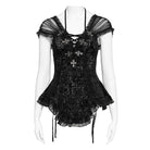 EVA LADY Women's Gothic Cross Plunging Short Sleeve Top