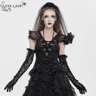 EVA LADY Women's Gothic Cross Plunging Short Sleeve Top