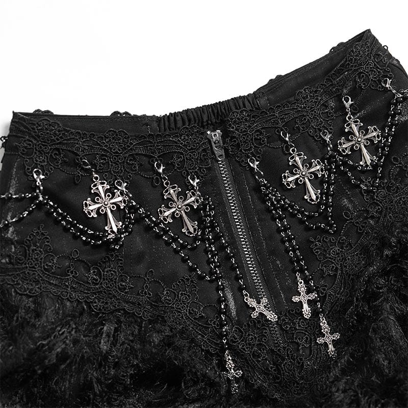EVA LADY Women's Gothic Cross Rose Beaded Long Skirt