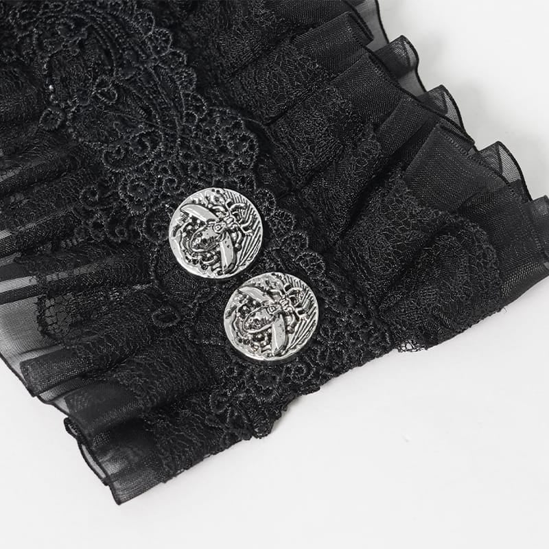 EVA LADY Women's Gothic Cross Rose Ruffled Lace Mesh Neck Collar Black