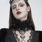 EVA LADY Women's Gothic Cross Rose Ruffled Lace Mesh Neck Collar Black