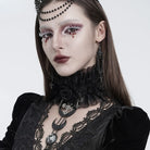 EVA LADY Women's Gothic Cross Rose Ruffled Lace Mesh Neck Collar Black