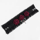 EVA LADY Women's Gothic Cross Rose Ruffled Lace Mesh Neck Collar Black-Red