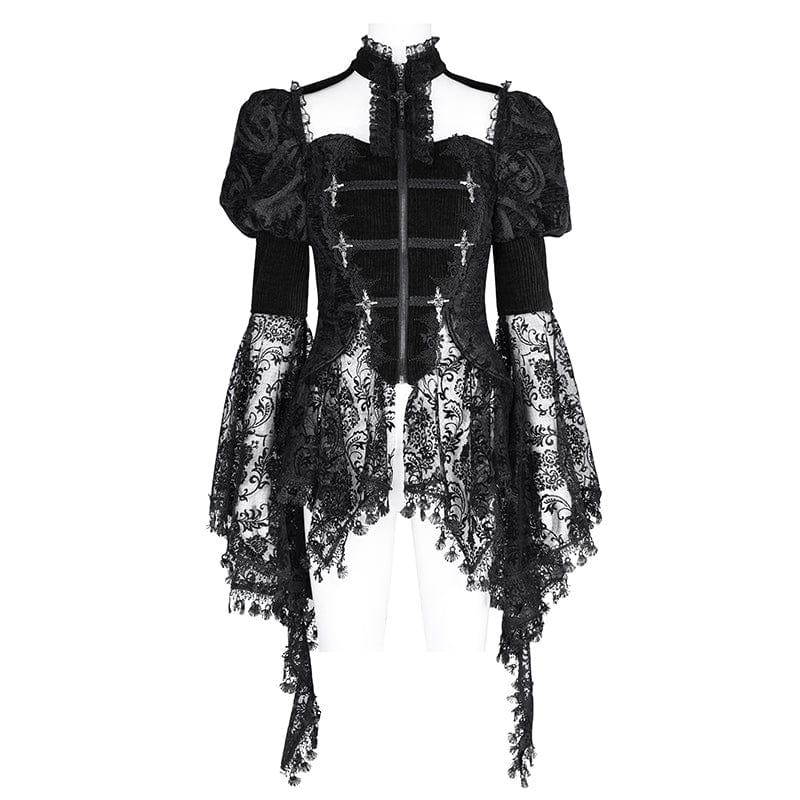 EVA LADY Women's Gothic Cut-out Lace Tassels Jacket