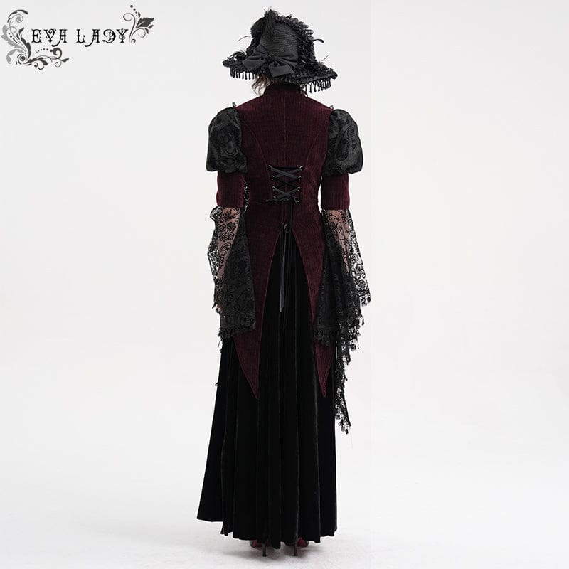 EVA LADY Women's Gothic Cut-out Tassels Jacket Wine Red