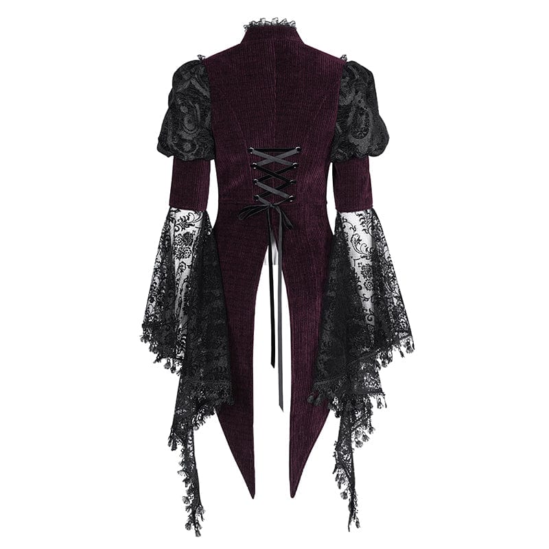 EVA LADY Women's Gothic Cut-out Tassels Jacket Wine Red