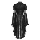 EVA LADY Women's Gothic Cutout Beaded Flared Sleeved Shirt Black