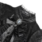 EVA LADY Women's Gothic Cutout Beaded Flared Sleeved Shirt Black