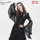 EVA LADY Women's Gothic Cutout Beaded Flared Sleeved Shirt Black