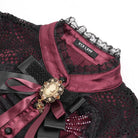 EVA LADY Women's Gothic Cutout Beaded Flared Sleeved Shirt Black-Red