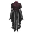 EVA LADY Women's Gothic Cutout Beaded Flared Sleeved Shirt Black-Red
