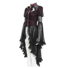EVA LADY Women's Gothic Cutout Beaded Flared Sleeved Shirt Black-Red