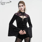 EVA LADY Women's Gothic Cutout Flared Sleeved Floral Embossed Shirt
