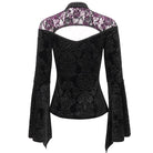 EVA LADY Women's Gothic Cutout Flared Sleeved Floral Embossed Shirt