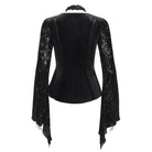 EVA LADY Women's Gothic Cutout Flared Sleeved Velvet Shirt Black