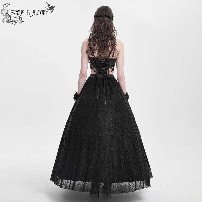 EVA LADY Women's Gothic Cutout Floral Embroidered Party Slip Dress Black