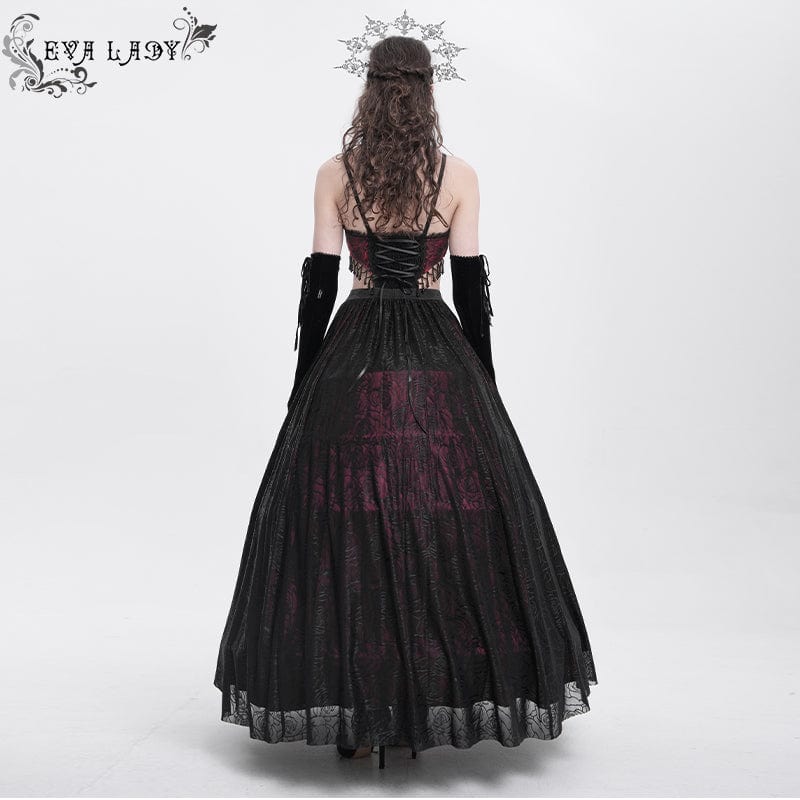 EVA LADY Women's Gothic Cutout Floral Embroidered Party Slip Dress Red