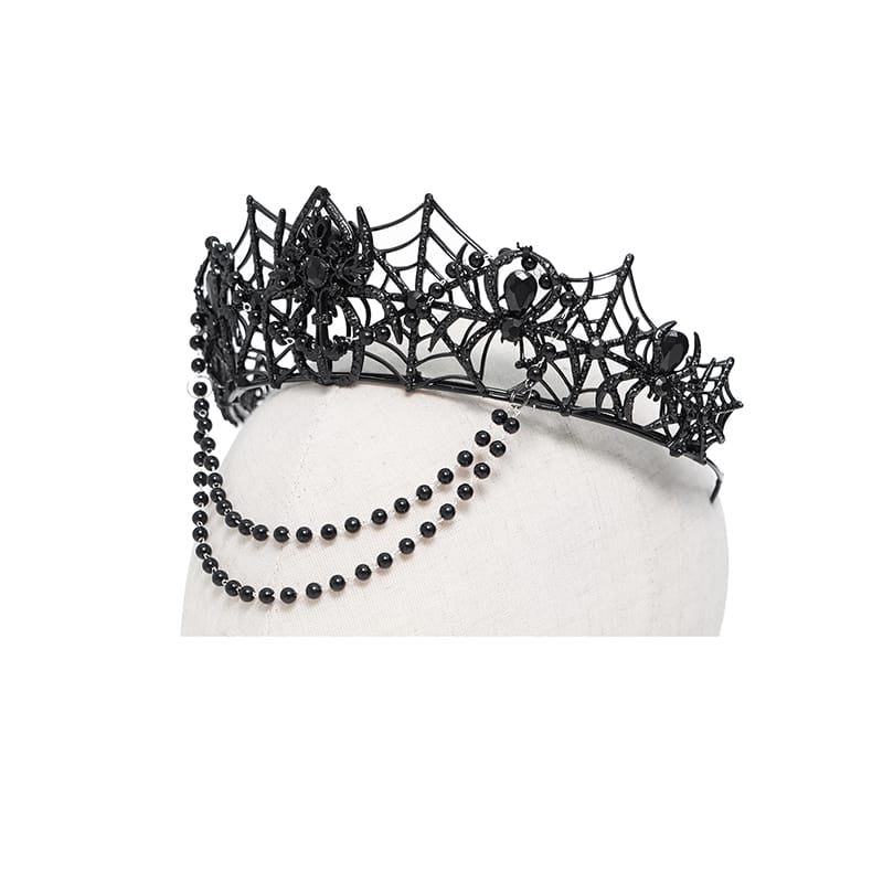 EVA LADY Women's Gothic Cutout Spider Cobweb Beaded Chain Crown
