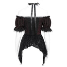 EVA LADY Women's Gothic Embroidered Chained Off Shoulder Shirt Black