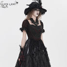 EVA LADY Women's Gothic Embroidered Chained Off Shoulder Shirt Black