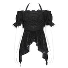 EVA LADY Women's Gothic Embroidered Chained Off Shoulder Shirt Black