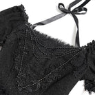 EVA LADY Women's Gothic Embroidered Chained Off Shoulder Shirt Black