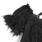 EVA LADY Women's Gothic Embroidered Chained Off Shoulder Shirt Black