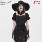 EVA LADY Women's Gothic Embroidered Chained Off Shoulder Shirt Black