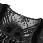 EVA LADY Women's Gothic Embroidered Cross Chained Lace Top Black