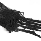 EVA LADY Women's Gothic Embroidered Cross Chained Lace Top Black