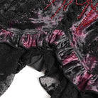 EVA LADY Women's Gothic Embroidered Cross Chained Lace Top Black-Red