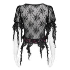 EVA LADY Women's Gothic Embroidered Cross Chained Lace Top Black-Red