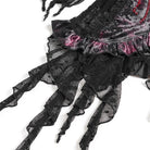 EVA LADY Women's Gothic Embroidered Cross Chained Lace Top Black-Red