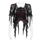 EVA LADY Women's Gothic Embroidered Cross Chained Lace Top Black-Red