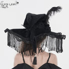 EVA LADY Women's Gothic Embroidered Feather Tassels Witch Hat